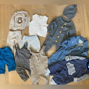 Knitted Baby Boy 6-9 months outfits Clothes Gap, H&M, Carters Lot of 10 pcs